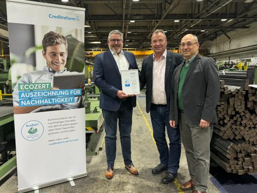 Carsten Bleck (Geschäftsführung, Andernach & Bleck), Hartmut Irmer und Stefan Theis (Creditreform)